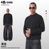 Mens Heavyweight 350g Cotton Blend Crewneck Sweatshirt With Raw Hem Loose Fit Winter Solid Color