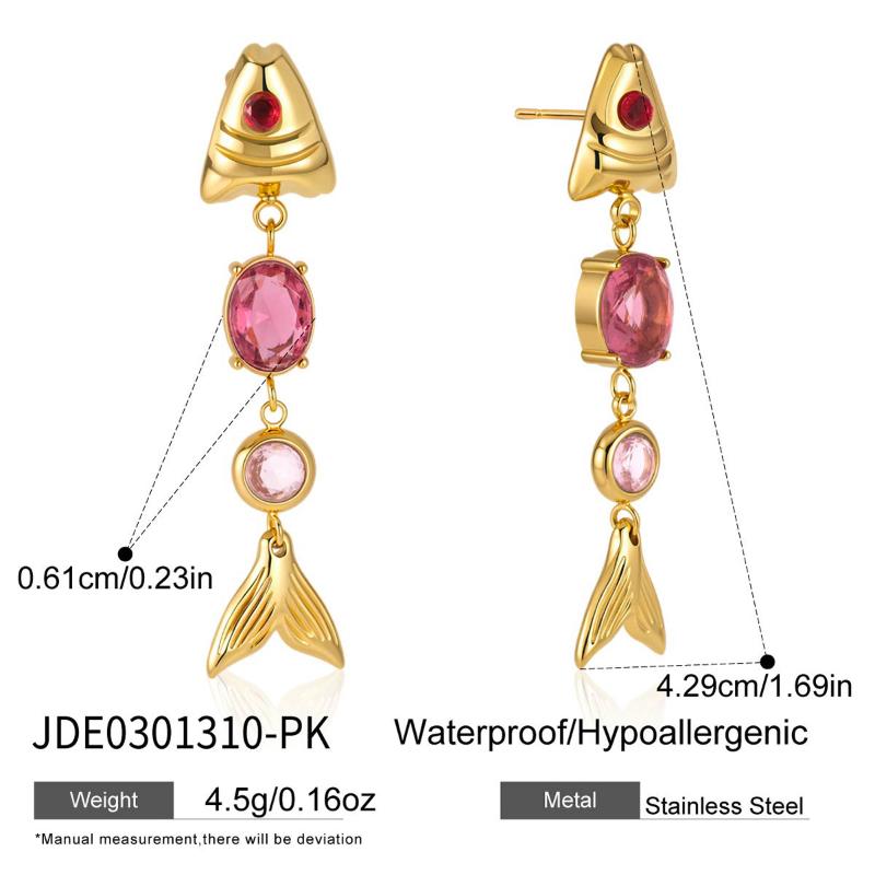 Elegant Gold Plated Zircon Fish Earrings Minimalist Drop Design For Women Stylish Accessory