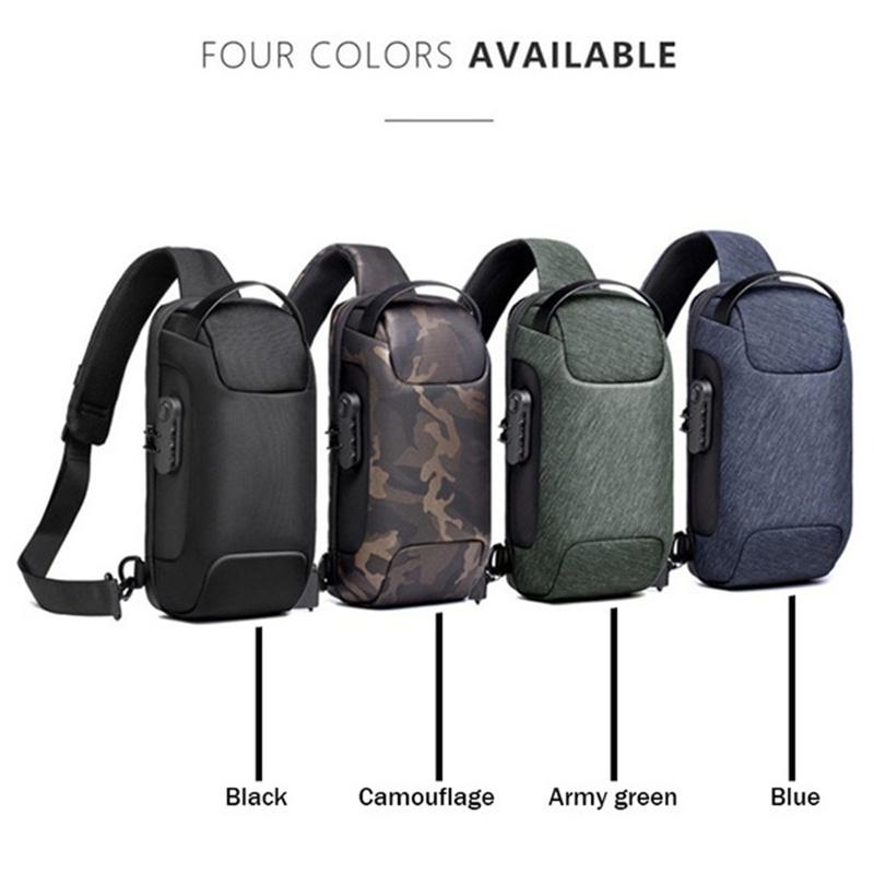 NEW High Qulity Upgrade Men's Waterproof USB Oxford Crossbody Bag Anti-theft Shoulder Sling Bag Multifunction Short Travel  Chest Pack for Male