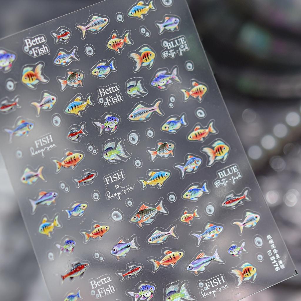 5D Candy Nail Decals Macaron Tone Solid Hollow Star Line Polka Dot Gradient Pentagram Self-adhesive Nail Stickers Daily