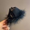 Korean Style Satin Triangle Shark Clip Plastic Women Hairgrips Fluffy Feather Hair Claw  Banquet