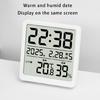 Modern LCD Digital Clock with Time Date Temperature Humidity Display Battery Operated Support Stand Desk Wall Clock