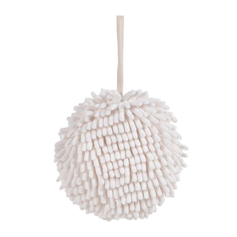 

Chenille Hand Towel Kitchen Bathroom Hand Towel Ball with Hanging Loop Quick Dry белый