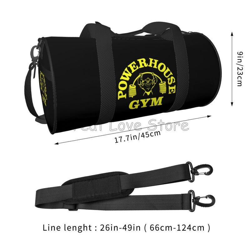 Powerhouse Gym Print Round Travel Duffel Bag Weekender Overnight handbag Portable Waterproof Luggage Tote Bag for Yoga Gym Sport