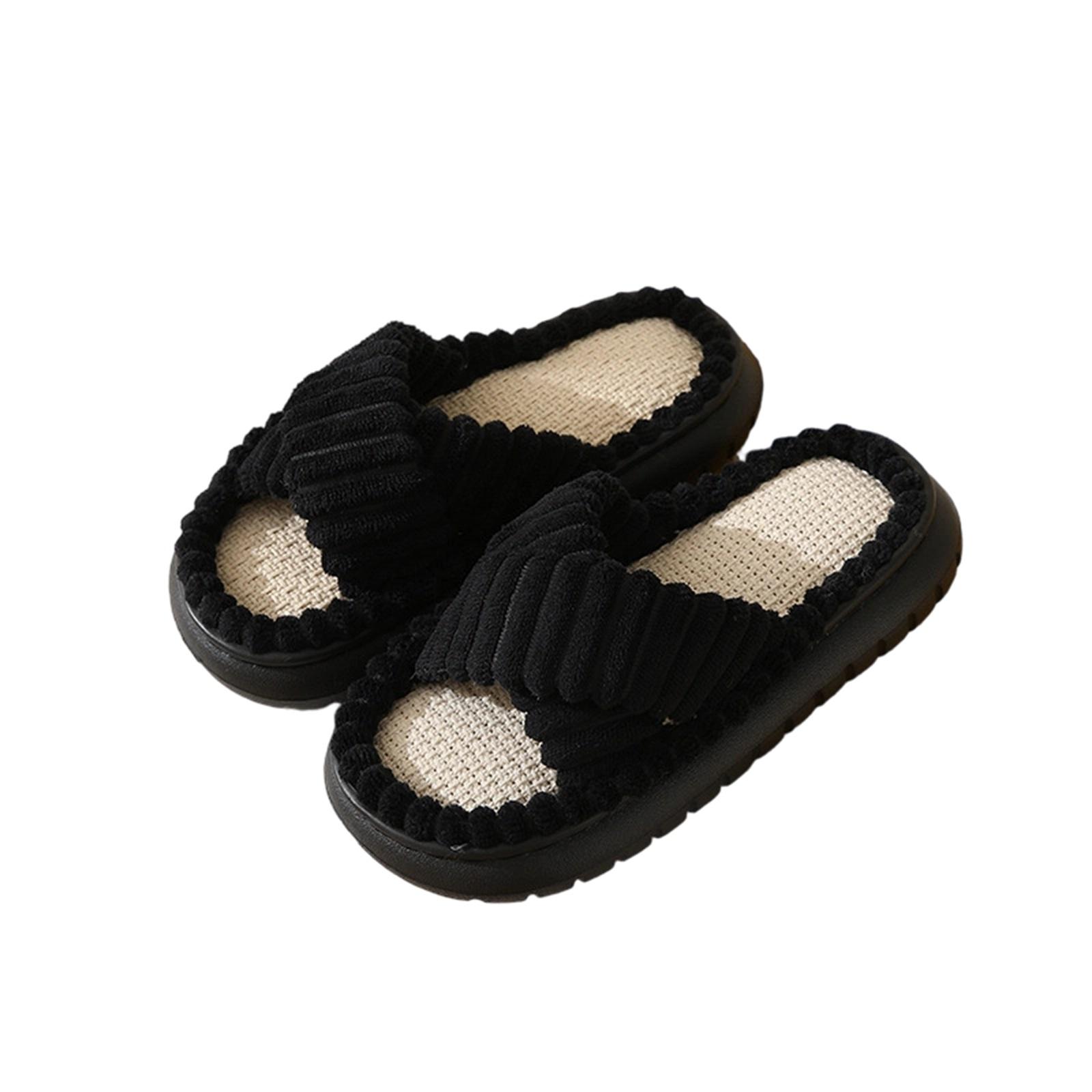 Women s Plush Cross Strap Slippers Cotton Indoor Shoes for Casual Home Wear 35