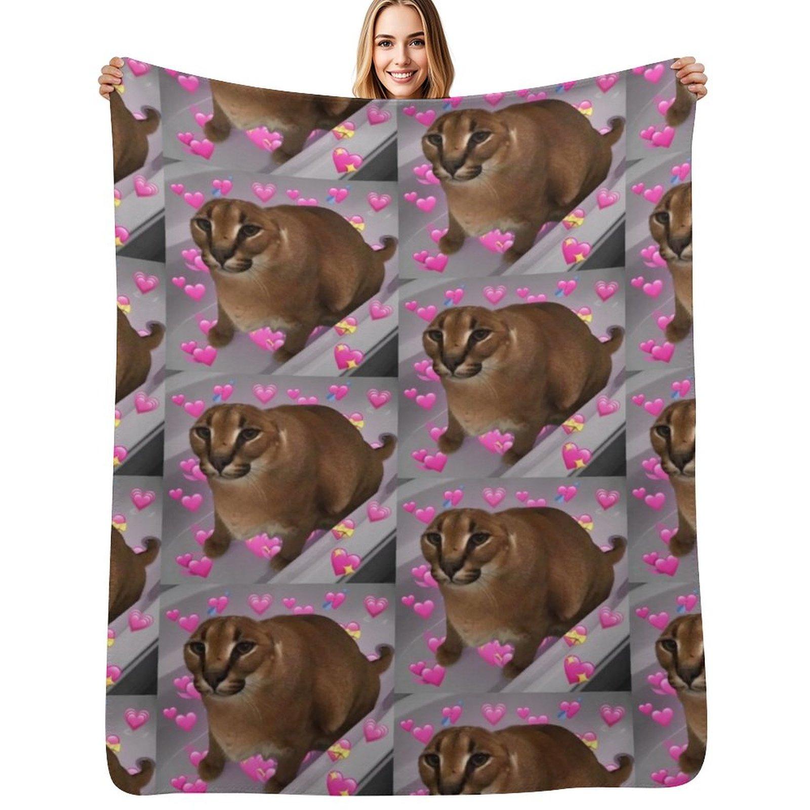Wholesome Floppa Throw Blanket Foldable Soft Warm Blanket for Outdoor Use Size: 75*100cm, Weight: 230 GSM