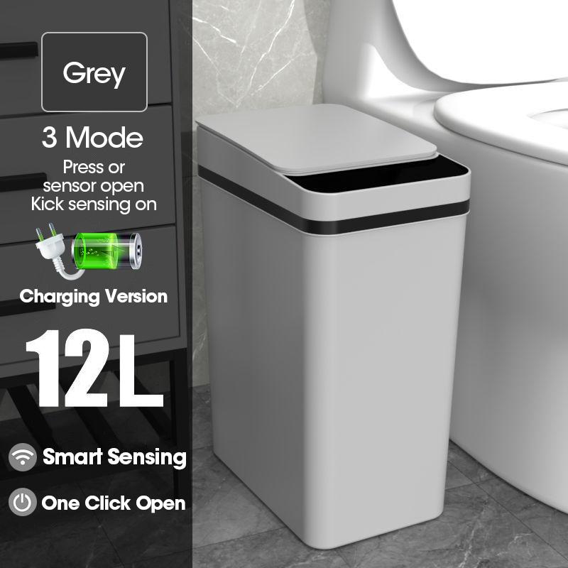 Bathroom Smart Sensor Trash Can 12L Waterproof Induction Waste Bin Electric Touch Wastebasket for Kitchen Bedroom Garbage