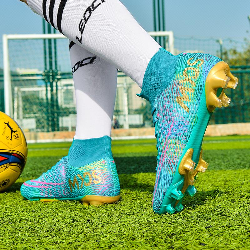 35-45 Shock-absorbing Non-slip Breathable High-top Spiked Football Shoes Sports Children's Shoes Adult Shoes
