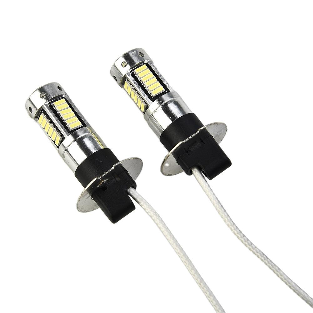 2pcs Car H3 LED Fog Lights High Power Lamps Daytime Running Light Bulbs Super Bright Canbus 6000K White Lamp Bulbs 7