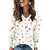 Women's Fashionable Oversized V-Neck T-Shirt With Polka Dot Print Long-Sleeved Pullover Top