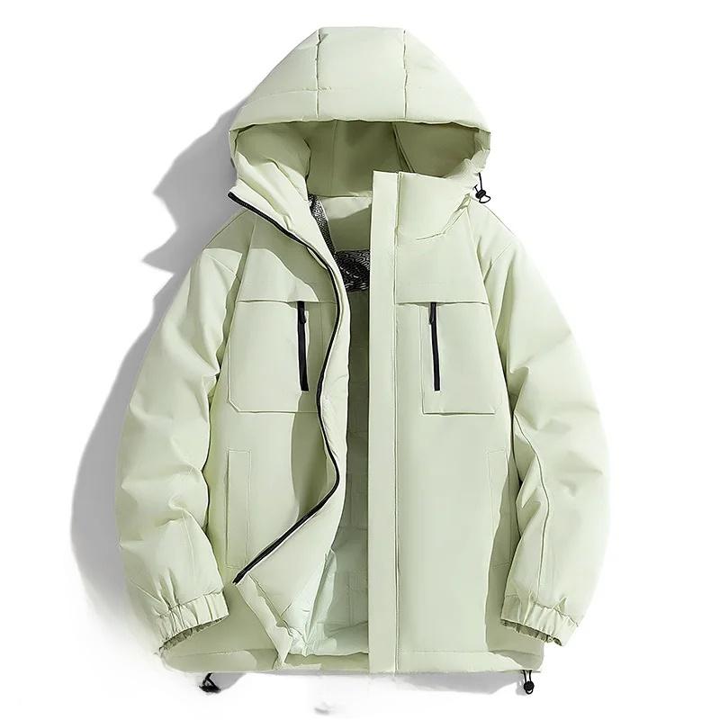 Зимняя мужская мода с капюшоном парки толстые свободные теплая водонепроницаемая куртка — фото 8