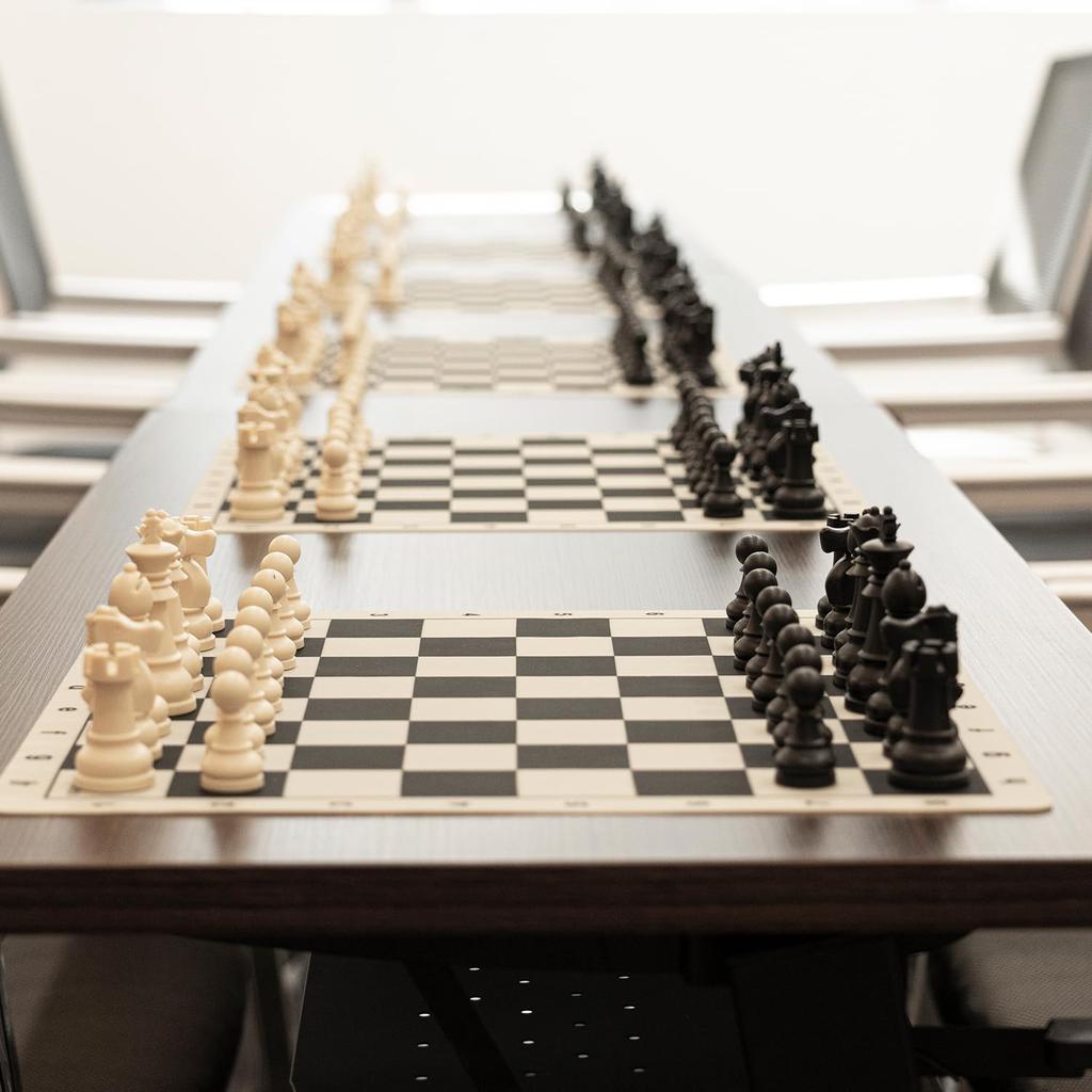 Travel Chess Set x Foldable Silicone Chess Board King Height Plastic Staunton Pieces Storage Bag A&A / 15" 15" / 3.25" /