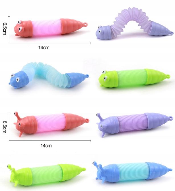 Αισθητηριακό Σκουλήκι Κάμπια ή Σαλιγκάρι Anti-Stress Pop Tube LED Φωτιζόμενο