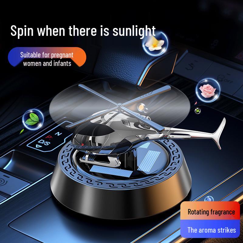 Premium Solar Rotating Aromatherapy Metal Airplane Car Ornament Perfume