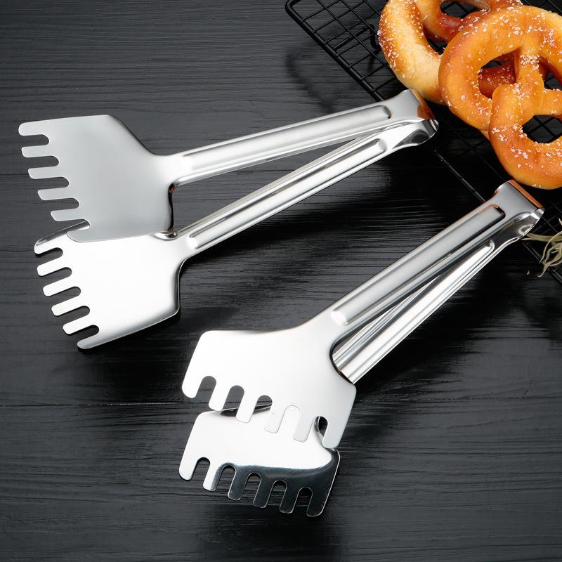 Stainless Steel Food Tongs Frying Spatula Drain Oil Clips Meat Salad Bread Barbecue Clamp Kitchen Cooking Accessories