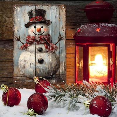 Vintage Noel Metal Teneke Levha Kar Adam Retro Duvar Dekoru Kış İçin Dış Mekan Tatil Ev Dekorasyonu Noel Partisi Dekoru