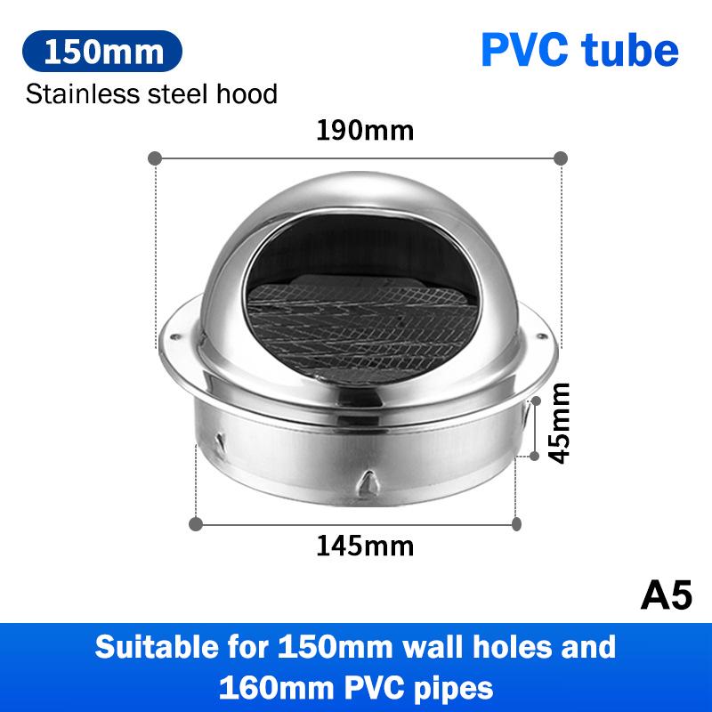 Wall Mount Exhaust Vent Cover 304  for 60mm 150mm Pipe Durable Outdoor Air Grille for Kitchen Workshop