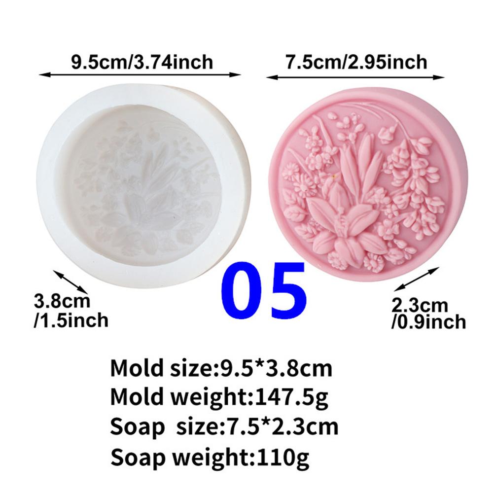 3D Flat Floral Pattern Relief Silicone Soap Mold DIY Lily Peony Floral Fragrance Soap Make Tool Silicone Mold