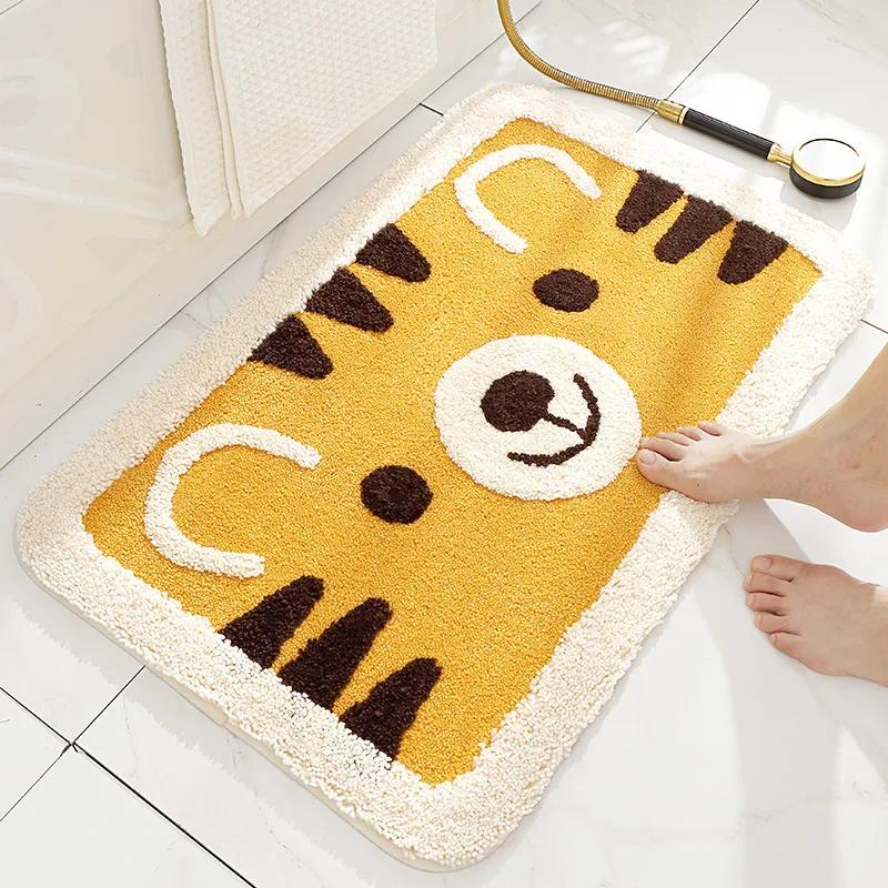 Frog and Bear Flocking Bath Mat Home Decoration Door Mat Non-slip Absorbent Bathroom Doormat Super Soft Fiber Bath Rug