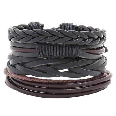 Grenzüberschreitendes Europäisches & Amerikanisches Mehrschichtiges Kuhleder-Armband-Set - 4-teilige DIY Gewebte Lederkombination