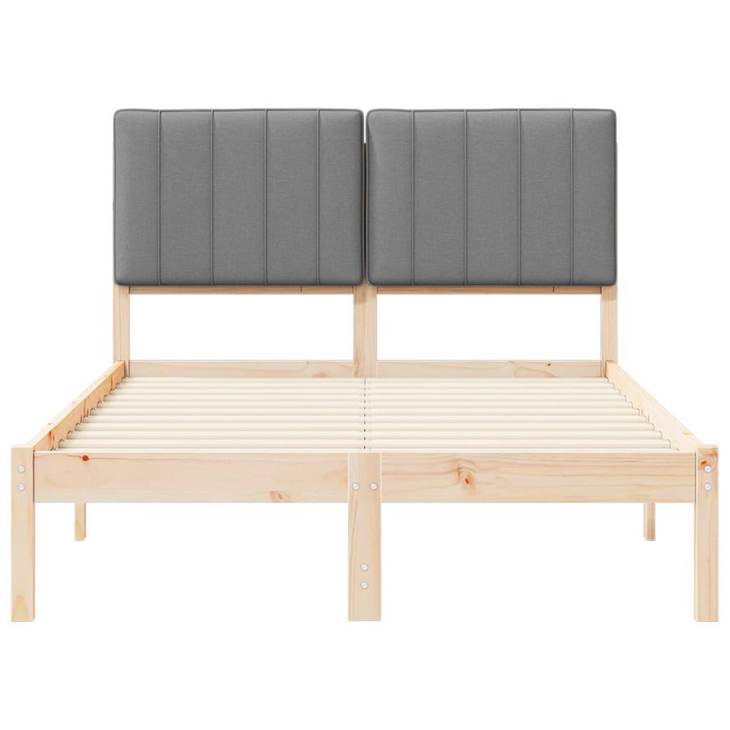 Bed Frame with Padded Headboard Light Grey 120 x 190 cm