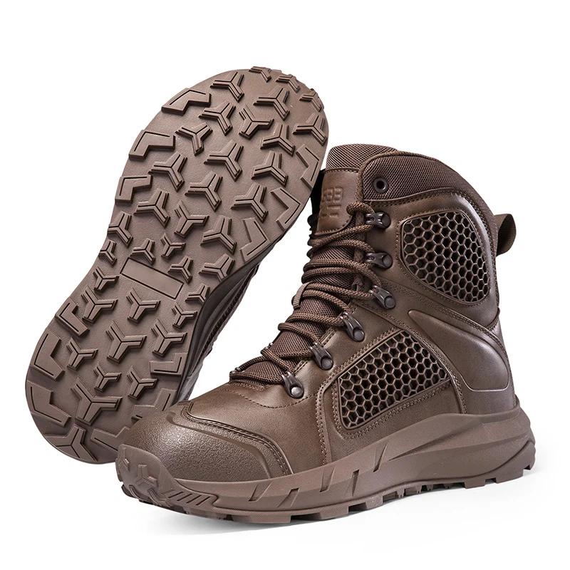 2026 Fashion Men's Desert Combat Boots Outdoor Leather Hiking Shoes Men Hunting Work Safty Boots Men's ankle boots