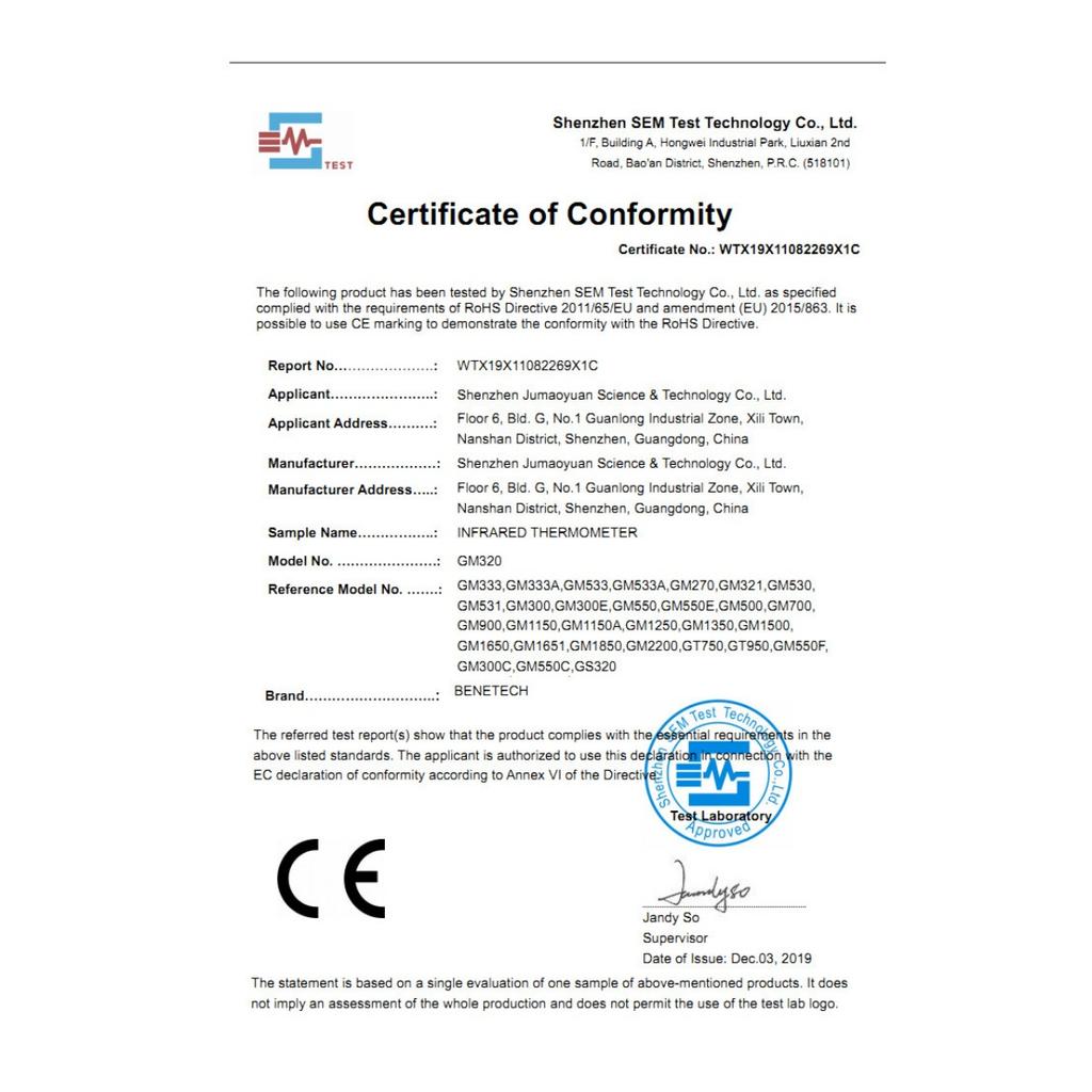 Digital Laser Infrared Thermometer, Pyrometer (-50 °C To 550 °C) with LCD Lighting