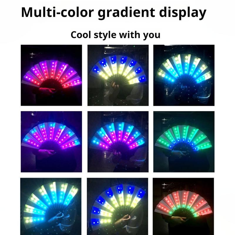 Schöner fluoreszierender LED-Handventilator mit Fernbedienung für Hochzeiten, Konzerte und thematische Veranstaltungen
