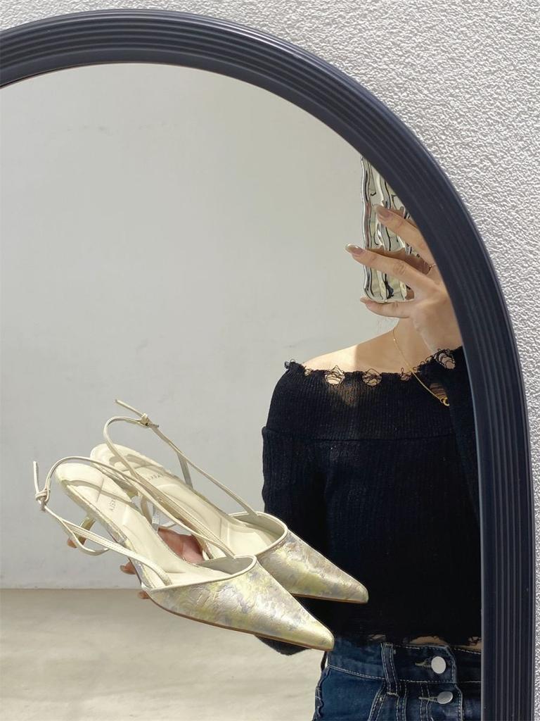 Single Shoes Temperament Light Mouth Kitten Heel French New Chinese Bag Head Sandals Pointed Head Word with Stiletto Women's High Heels