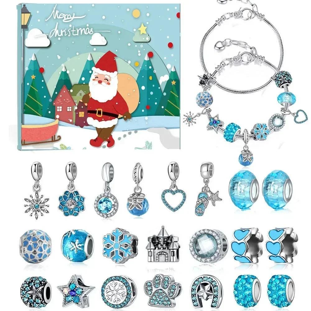 Christmas Advent Calendar Bracelet 24 Days Christmas Countdown Calendar Bracelets Set DIY Jewelry Making Kit Christmas Gift