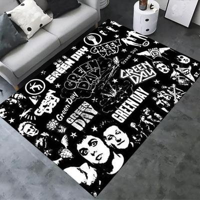 Band Green Day Teppich für Wohnzimmer Schlafzimmer Zuhause Sofadekoration, Kinderspiel Rutschfeste Bodenmatte