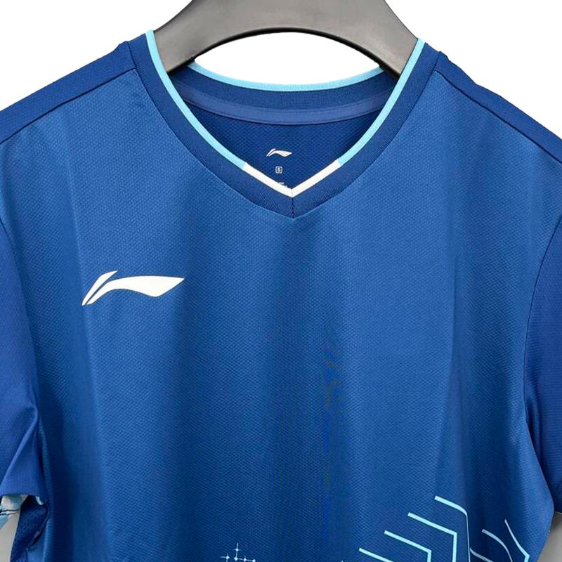 Li-Ning Competition Day Series Summer Quick-Dry Comfortable Stylish Short Sleeve Badminton Shirt Men Tops Ceramic-Blue AAYV043-4