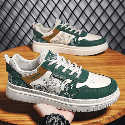New Men's Shoes Fashion Trend Board Shoes Student Niche Thick-soled Wear-resistant Casual Sports Shoes Leather Surface Low-top Skateboard Shoes