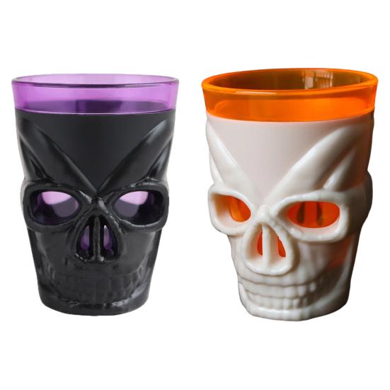 Scary Night Light Cup Halloween Glowing Skull Goblet, LED Up Candle Holder for Creative Party Supplies Party, Spooky Decor Bar Table, Haunted