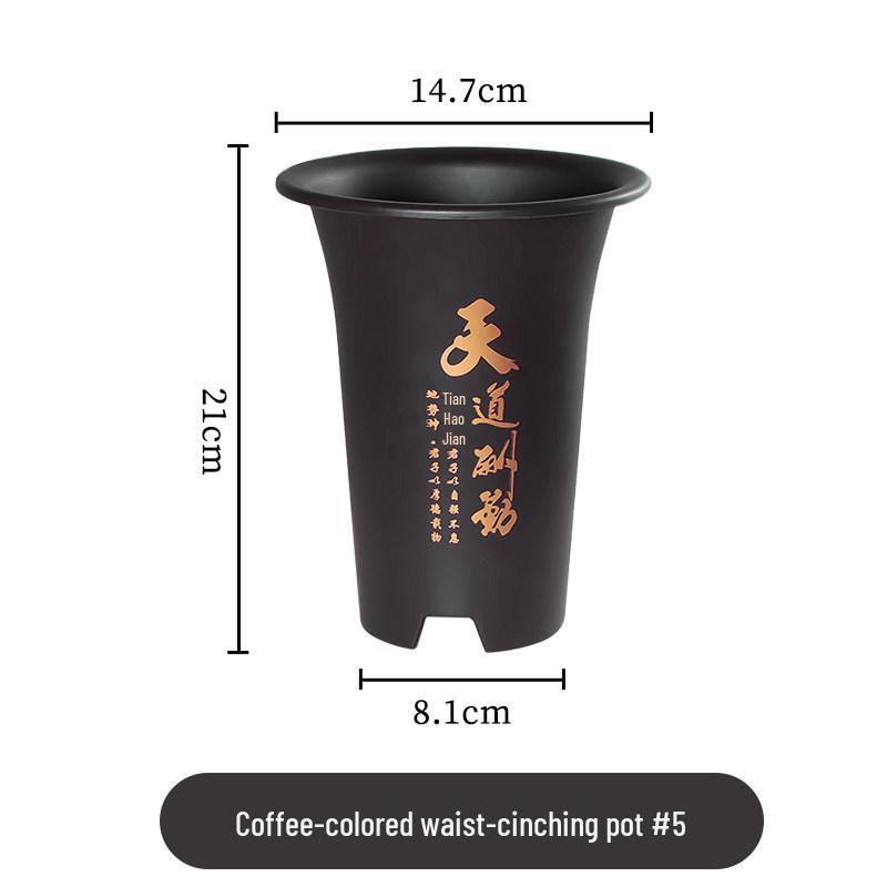 Resin Orchid Pot Breathable Zisha Imitation, Large, Drainage, Waist-Cinched for Phalaenopsis and Cymbidium Flowers. Without Tray
