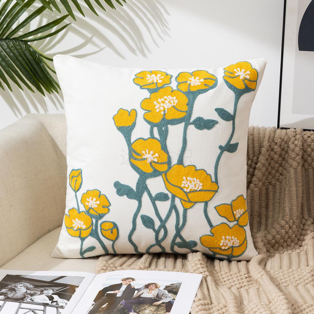 Flower Pillow Cover Does Not Include Core Pastoral Style Home Sofa Pillow Bedside Cushion Office Waist Pillow Quilt