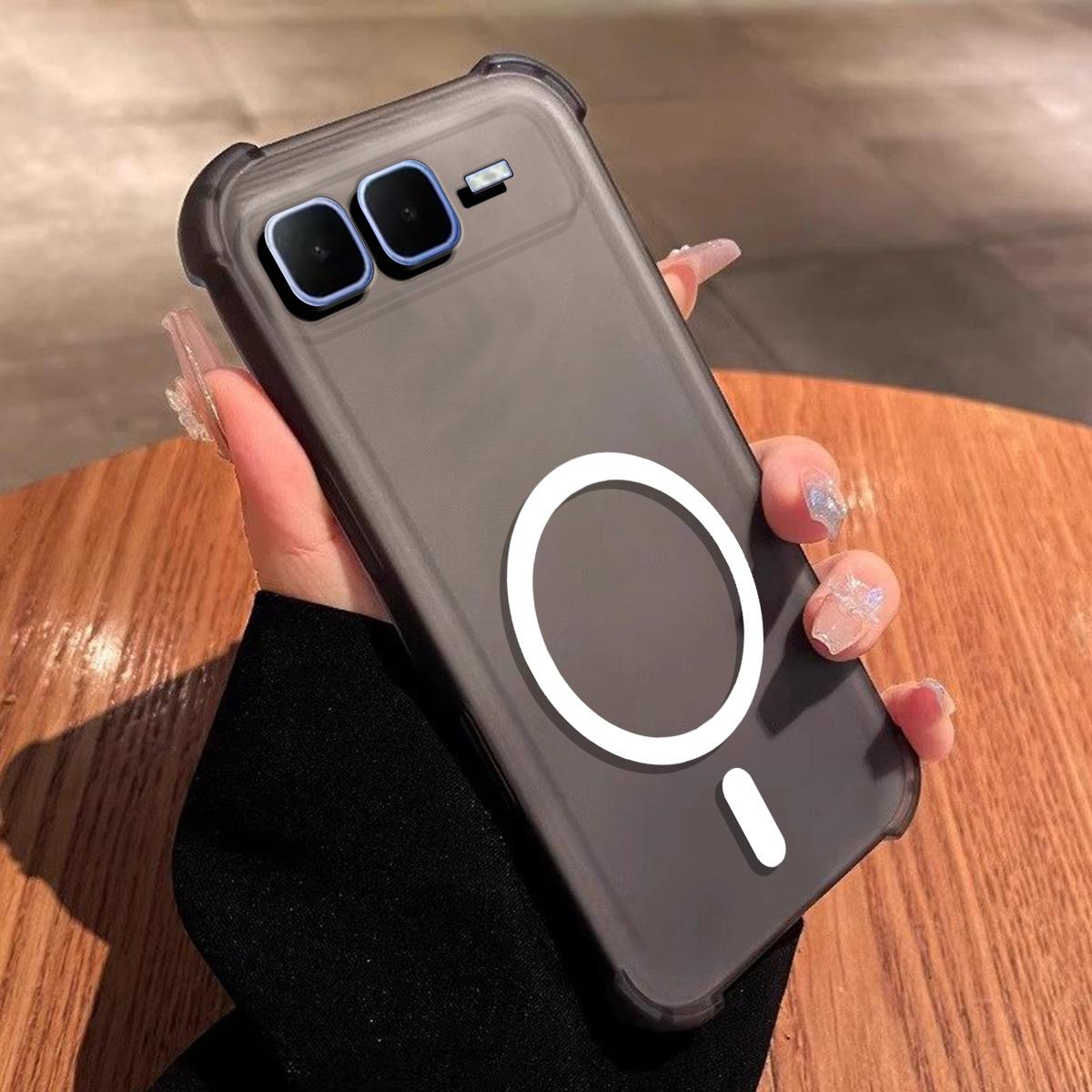 Чехол для infinix SMART 10 Plus Милый Угловая Подушка Безопасности Пастельный Матовый Магнитный Корпус Полуударопрочный Чехол для Телефона SMART 10 Plus матовый черный