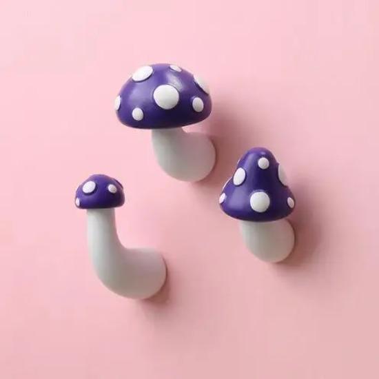3D Red Mushroom Refrigerator Sticker Standing Sitting Hug Cartoon Refrigerator Decorative Magnetic Sticker Resin Gift