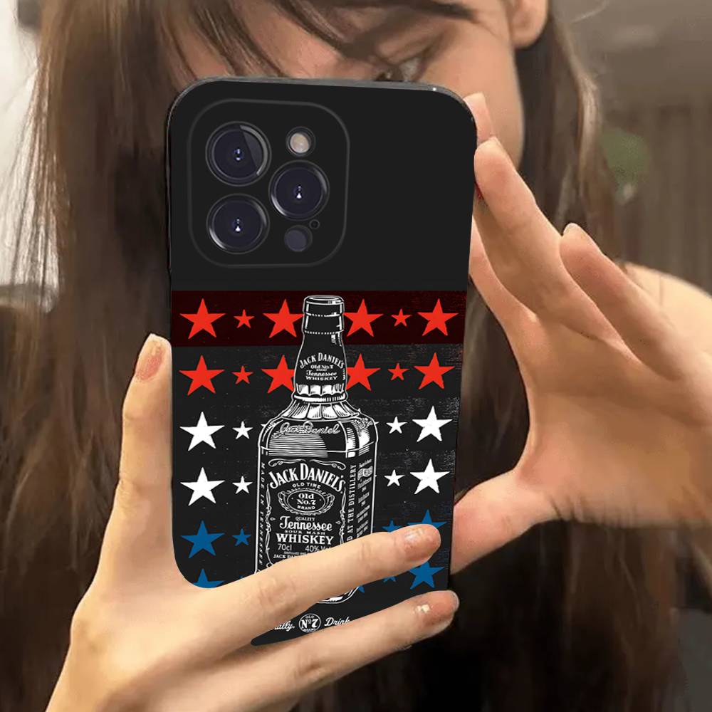 Logo Classico Whiskey J-Jack D-DanielS Per IPhone 17 16 15 14 13 12 11 Pro Max Plus Cover Nera Morbida Antiurto per Telefono