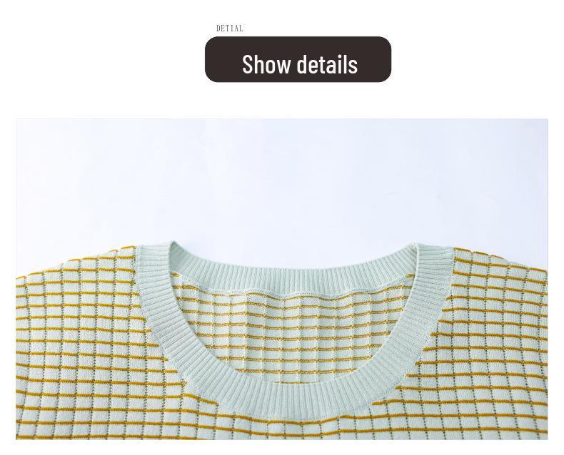 Elegant 2026 Ice Silk Knit Top - Short-Sleeve, Round Neck for Middle-Aged & Elderly Women
