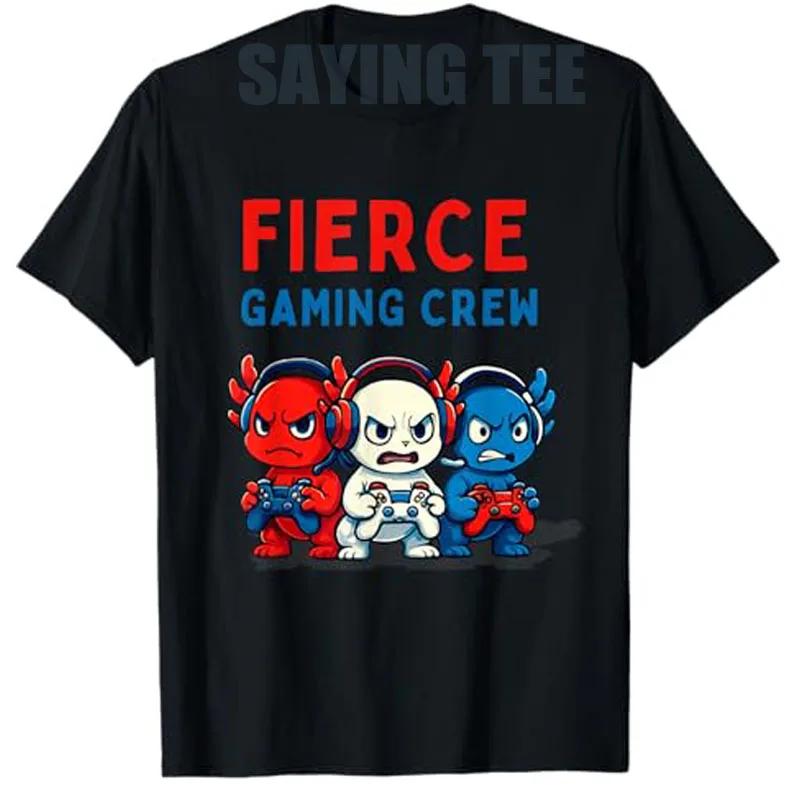 Fierce Gaming Crew Axolotl Trio Graphic TShirt Unisexs Cotton Crewneck Tee for Gamers S