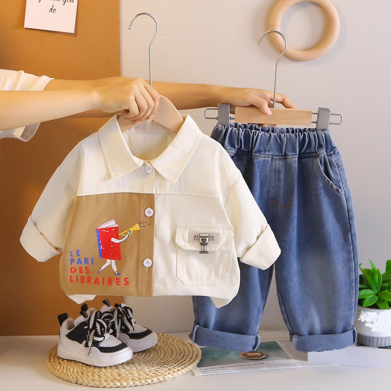

Kids Casual Long-Sleeve Set, Comfortable Daily Wear Outfits 80 білий
