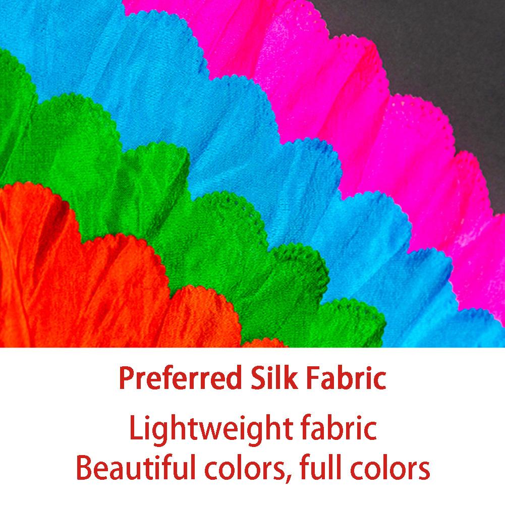 150cm Length Hot Sell Ms.Belly Dancing Fan Gradient Color Dancer Practice Long Imitation Dance Props Silk Fans