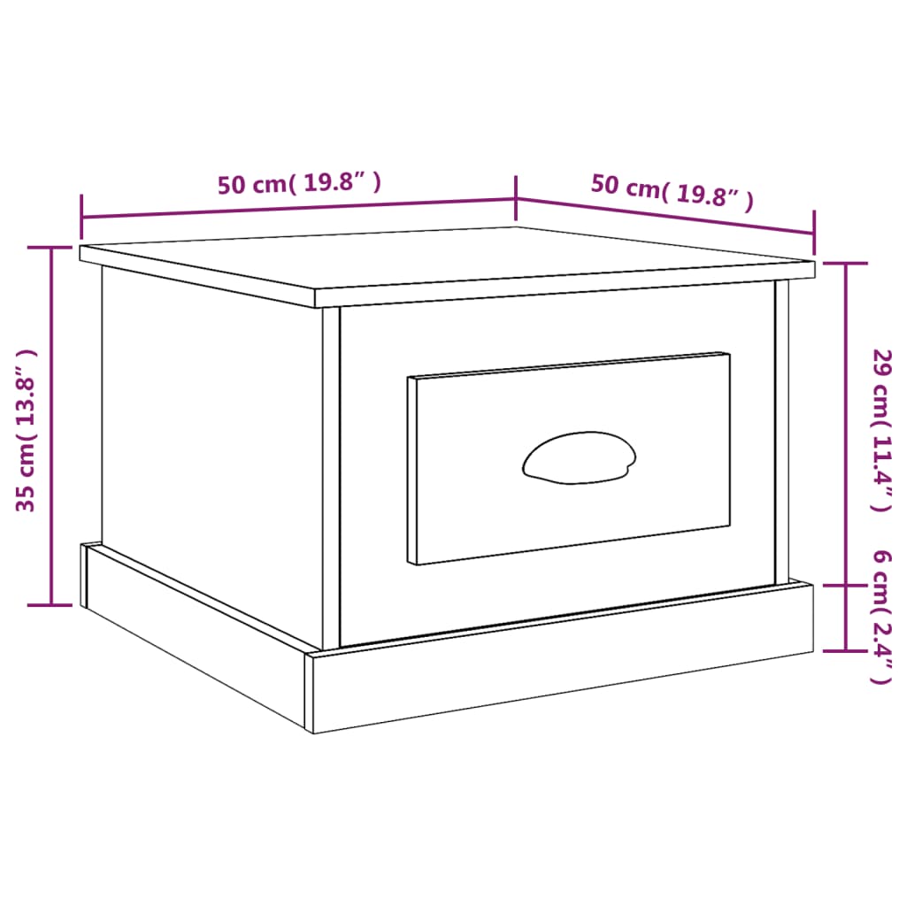 Coffee Table White 50 x 50 x 35 cm Particleboard