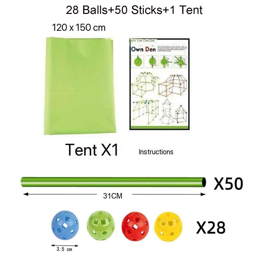 Children Creativity Fort Construction Bricks Indoor Tent Brick Set DO IT YOURSELF Learning Construction Castle Assembled Playthings Ball Games Toy