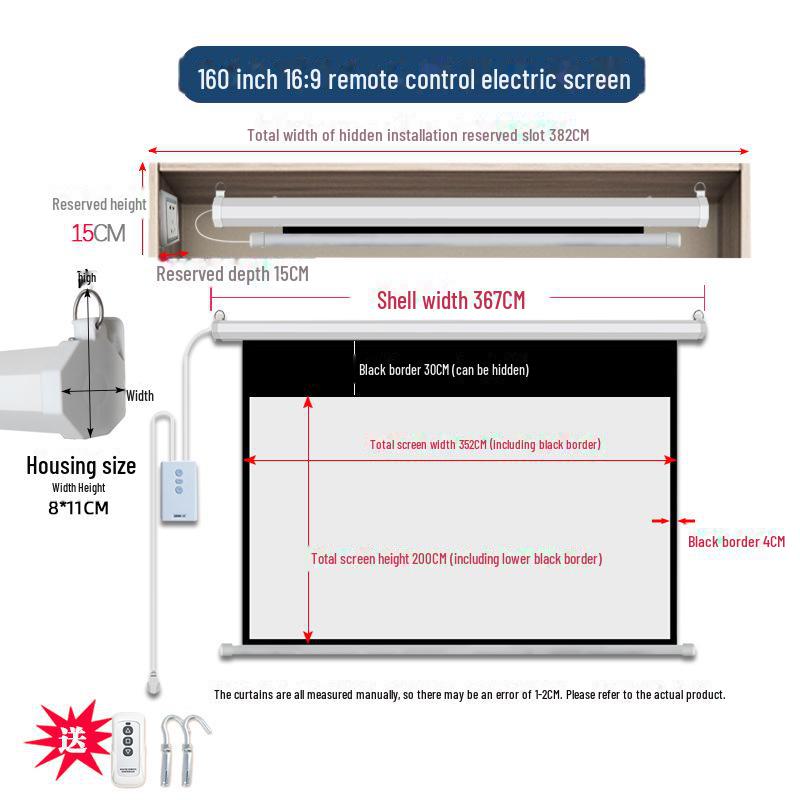 Elektrischer versteckter Projektionsleinwand mit Fernbedienung - Automatischer Lift, Größen: 150-250 Zoll