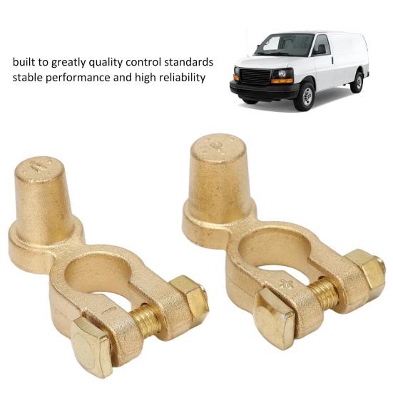 Yousheng 1Pair Brass Battery Clip Professional Positive Negative Terminal Connector Car Battery Clip Rust-Proof High Conductivity Easy Install Battery