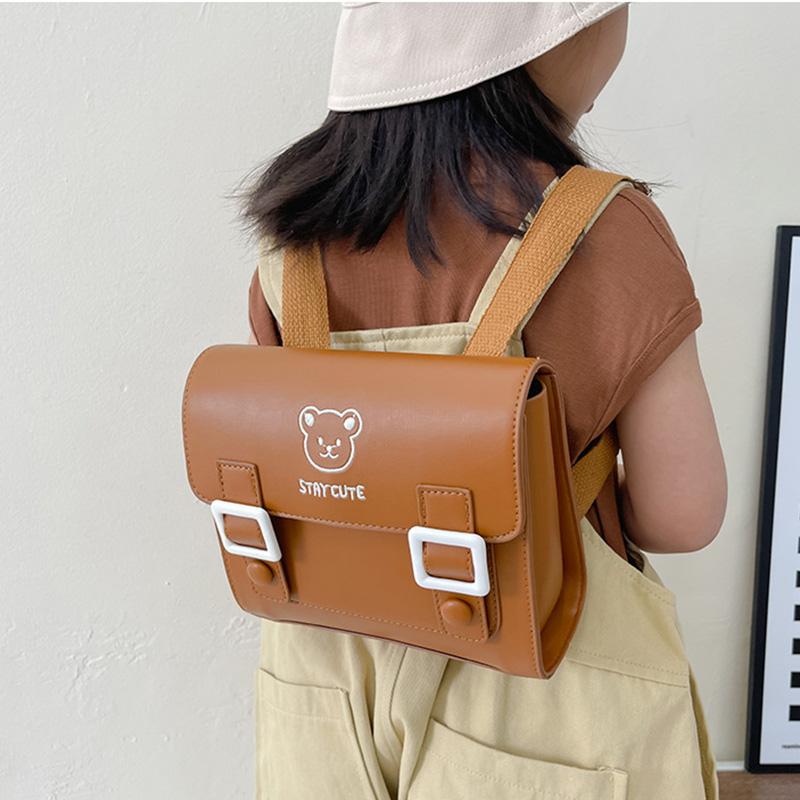 Korean Retro Baby Backpack Primary School Bag Kindergarten Kids Cambridge Bags Cartoon Bear Children's Boys Girls Shoulder Bag