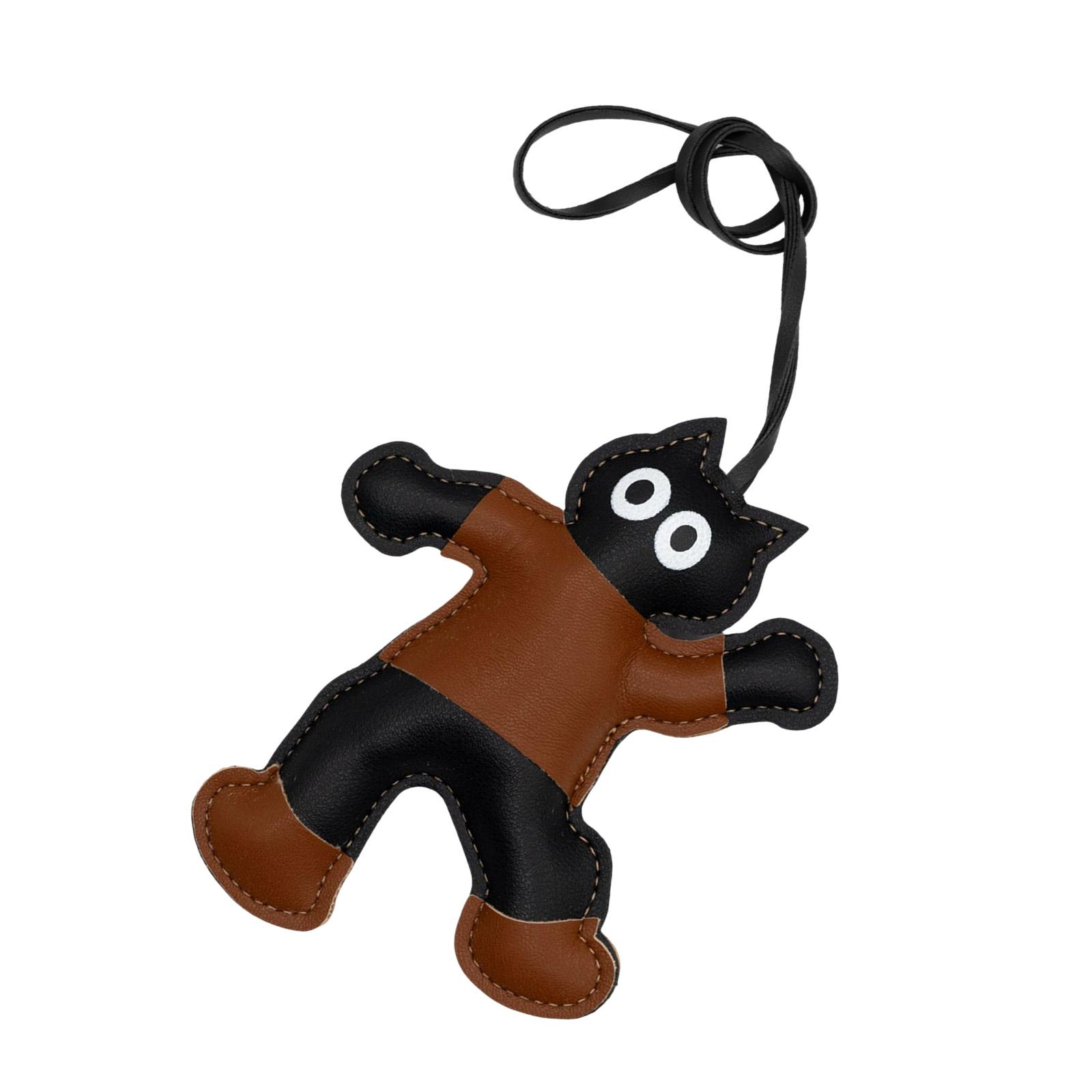 

Брелок-подвеска в виде толстого кота из мультфильма, кожаный брелок с реалистичными деталями и удобным ощущением для сумки чёрный