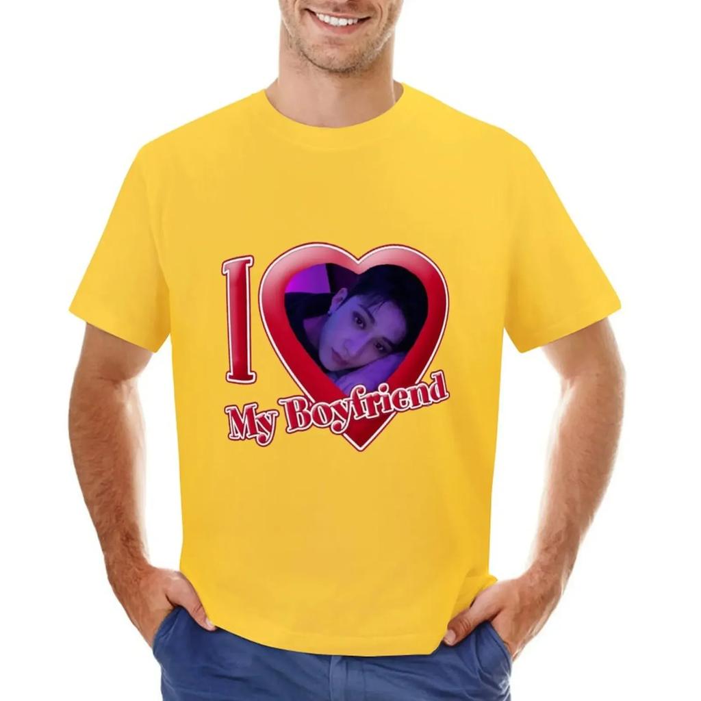 I love my boyfriend (bang chan) T-shirt sweat oversizeds blacks cute tops plain t shirts